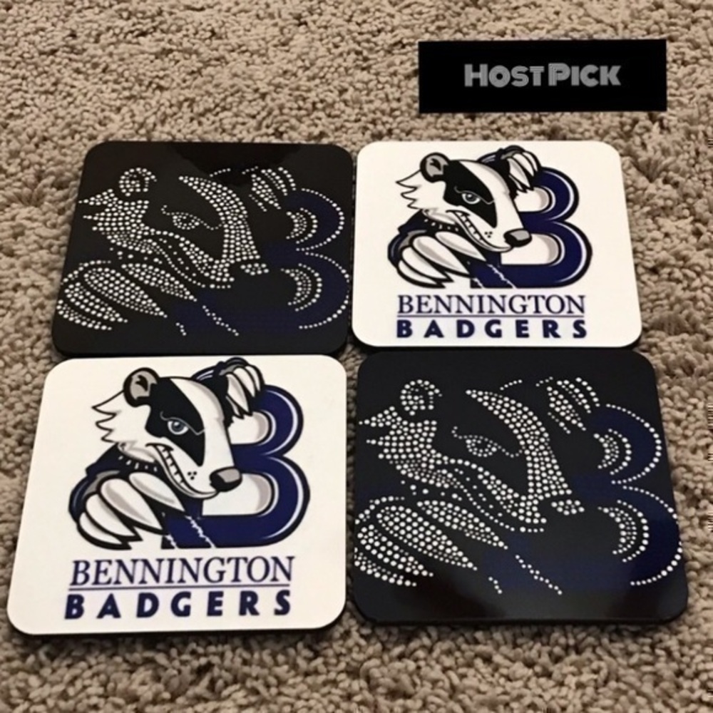 Set of 4 cup coasters Bennington Badgers